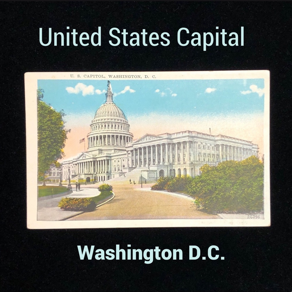 Vintage US Capital Washington DC Postcard Art